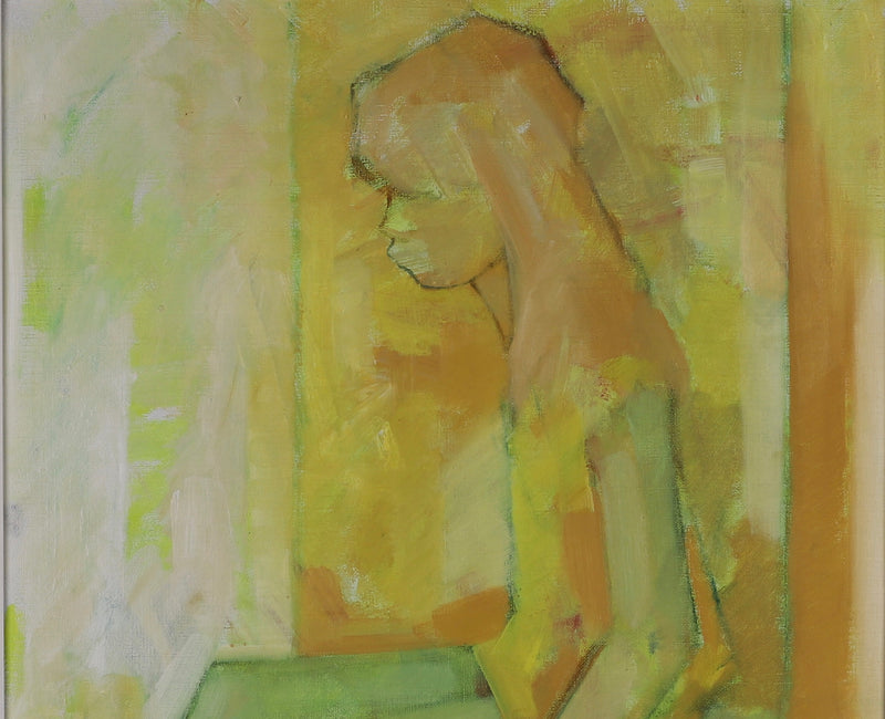 Mid Century Portrait Oil Painting From 1966 Sweden