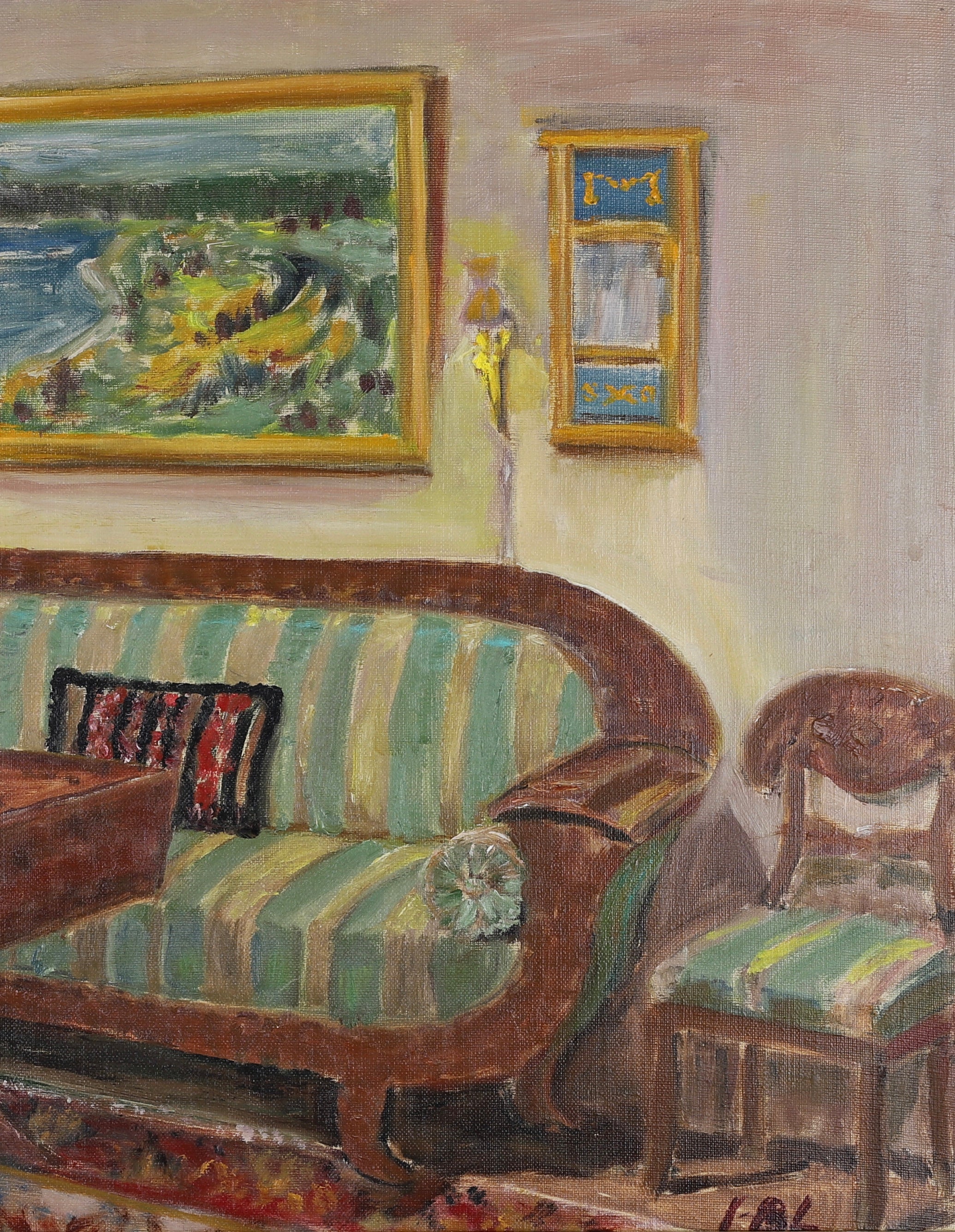 Vintage Mid Century Art Interior Oil Painting From Sweden