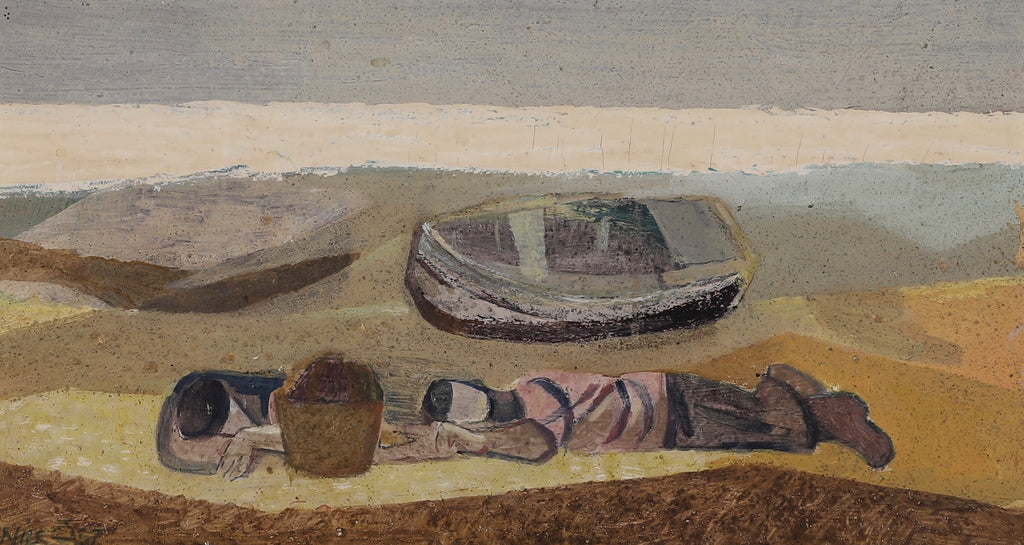 Mid Century Coastal Oil Painting By Nils Öst Sweden