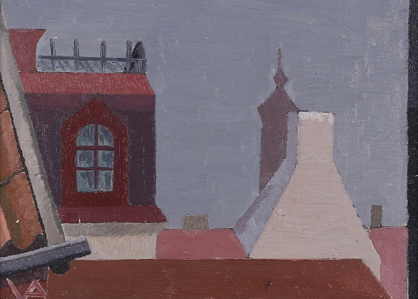 Mid Century Original Cityscape Oil Painting From Sweden By Ana Wilhemson-Lagerman