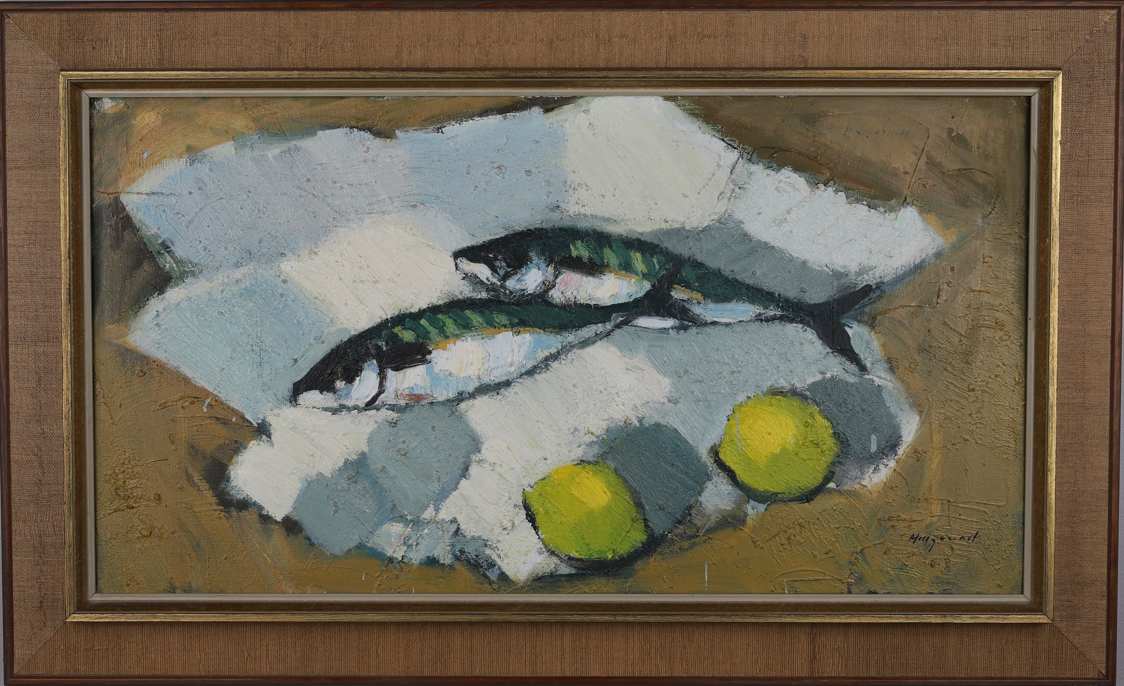 Original Still Life Oil Painting Vintage Mid Century By B Hillgrund Sweden