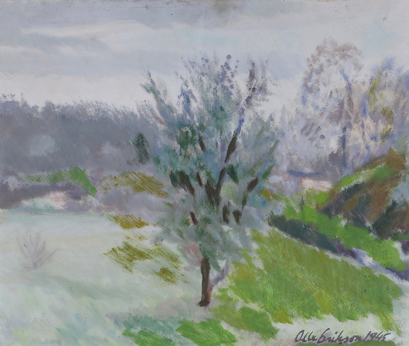 Mid Century Spring Landscape Oil Painting From Sweden By Olle Eriksson