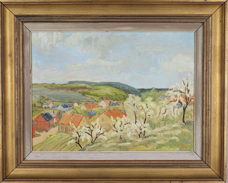 Mid Century Landscape Oil Painting By A Hansson 1944 Sweden