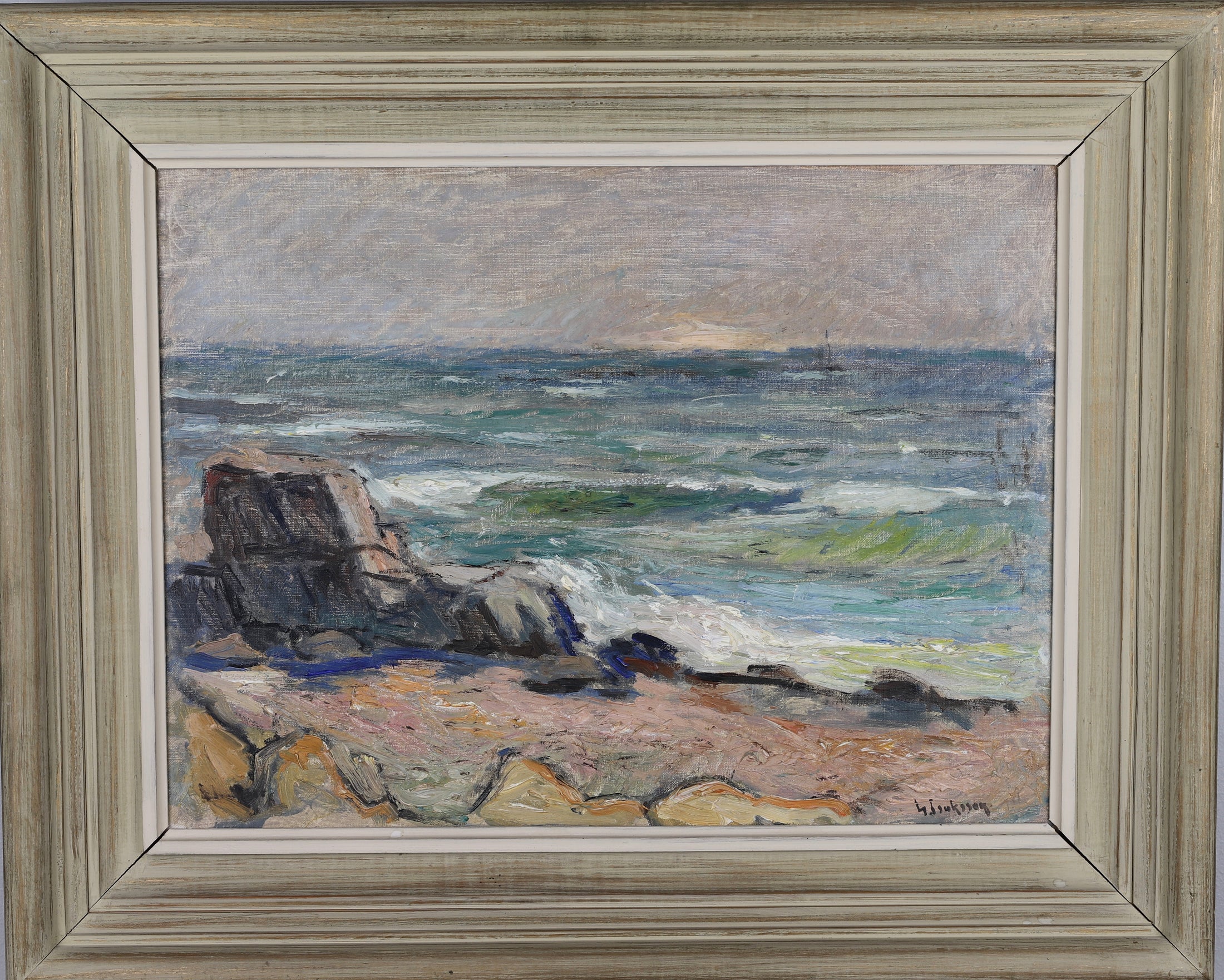 Vintage Mid Century Oil Painting From Sweden by Gideon Isaksson