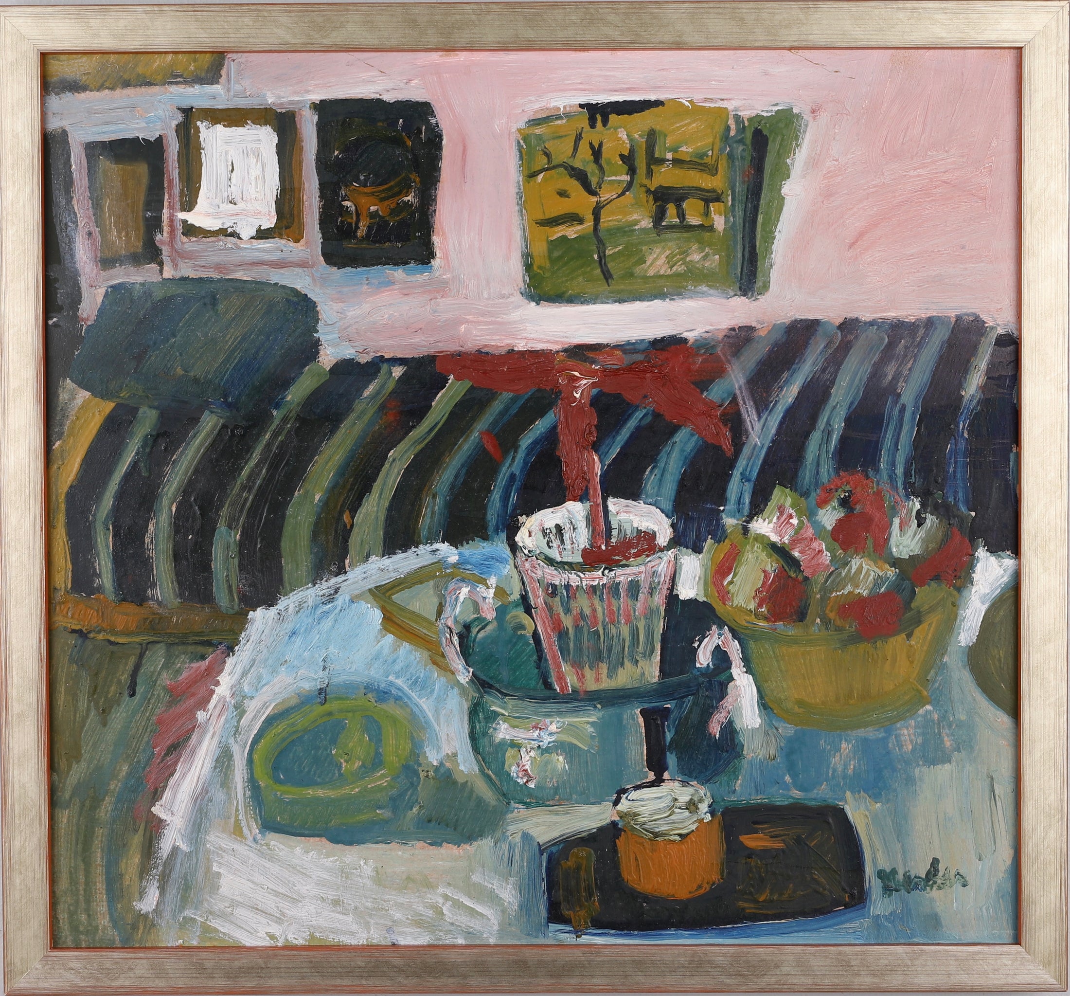 Vintage Mid Century Oil Painting From Sweden by Lars Herder