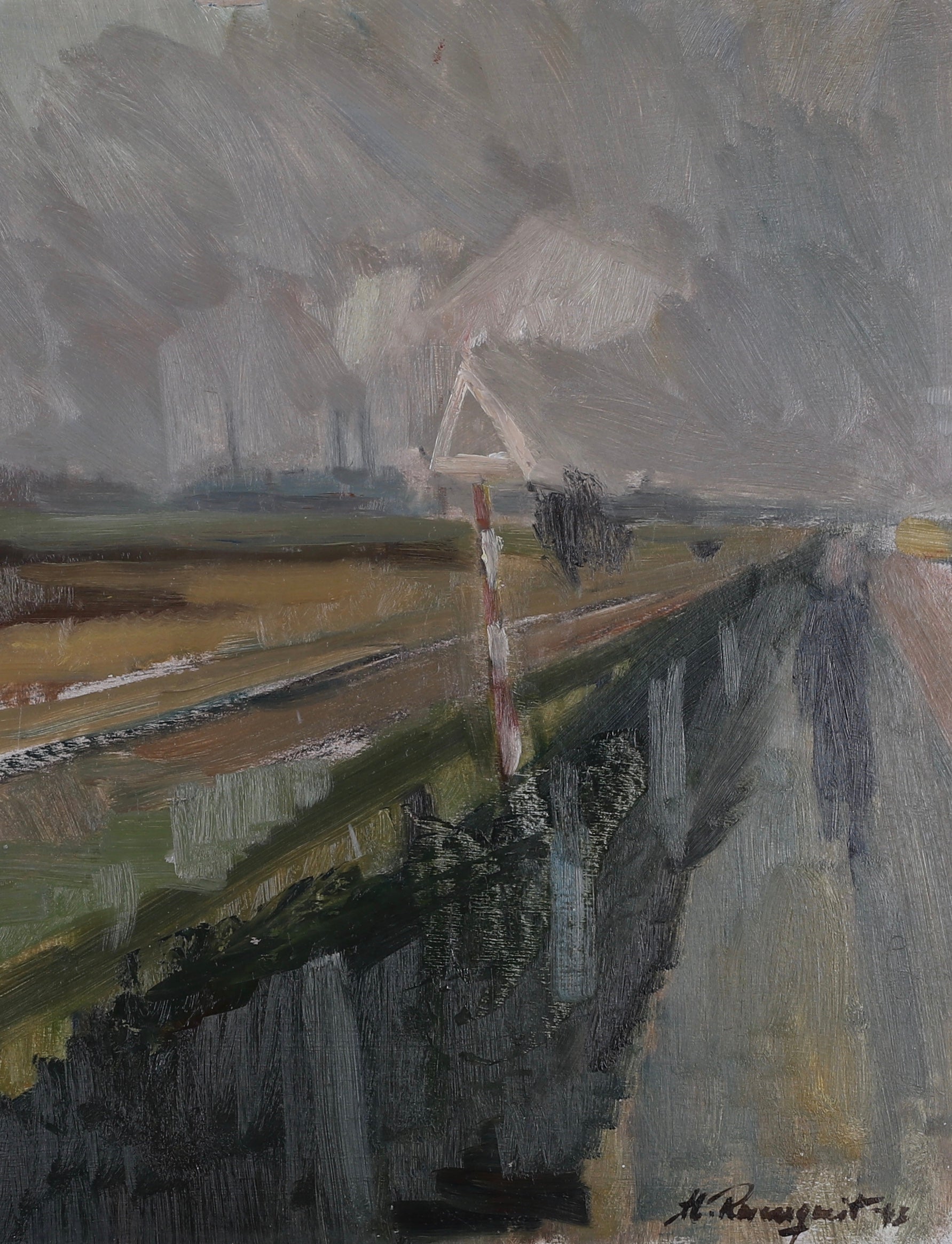 Vintage Art Room Mid Century Oil Painting By H Rosenquist From Sweden