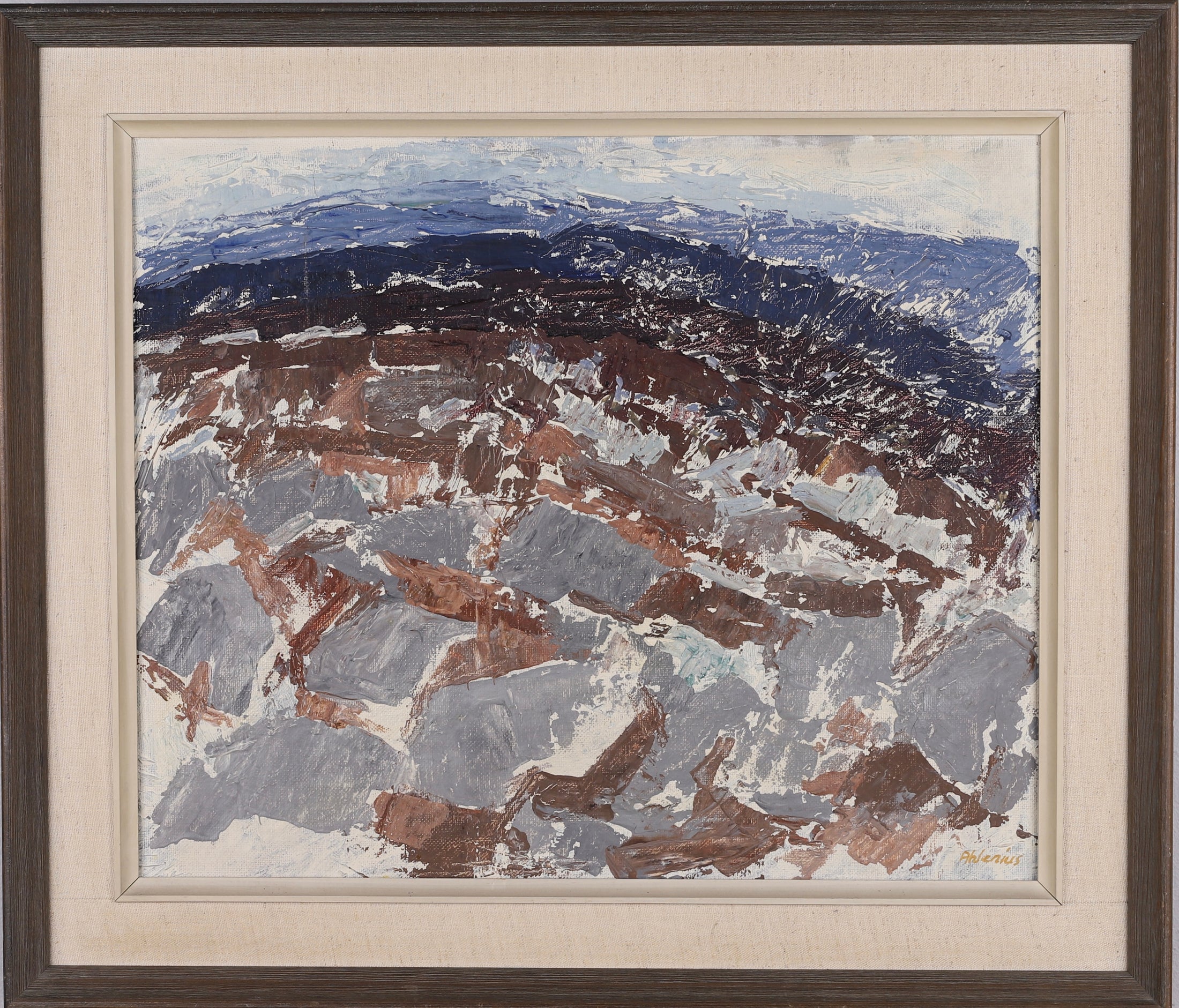 Vintage Mid Century Landscape Oil Painting By Y Ahlenius Sweden