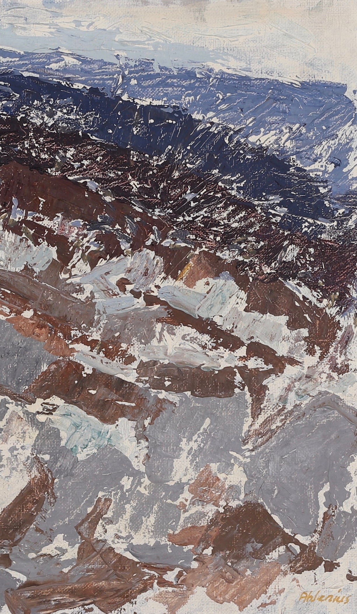 Vintage Mid Century Landscape Oil Painting By Y Ahlenius Sweden