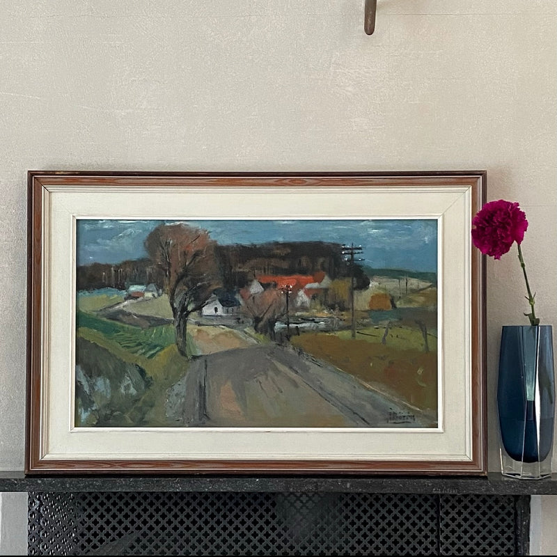 Original Landscape Oil Painting Mid Century By John Bören Sweden