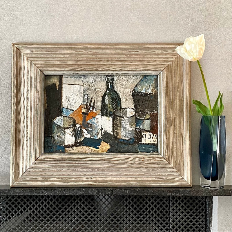 Mid Century Original Still Life Oil Painting By A Nilsson Sweden 1965