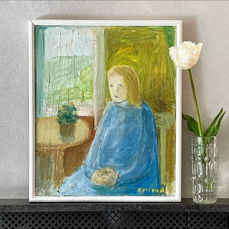 Vintage Mid Century Expressionist Oil Painting By E Emland  Sweden