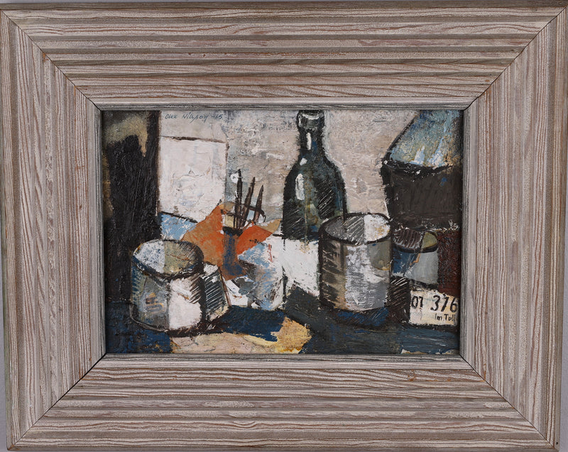 Mid Century Original Still Life Oil Painting By A Nilsson Sweden 1965