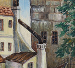 Vintage Cityscape Oil Painting Dated 1954 from Sweden