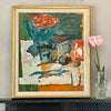 Mid Century Original Still Life Oil Painting By R Godin Sweden 1967