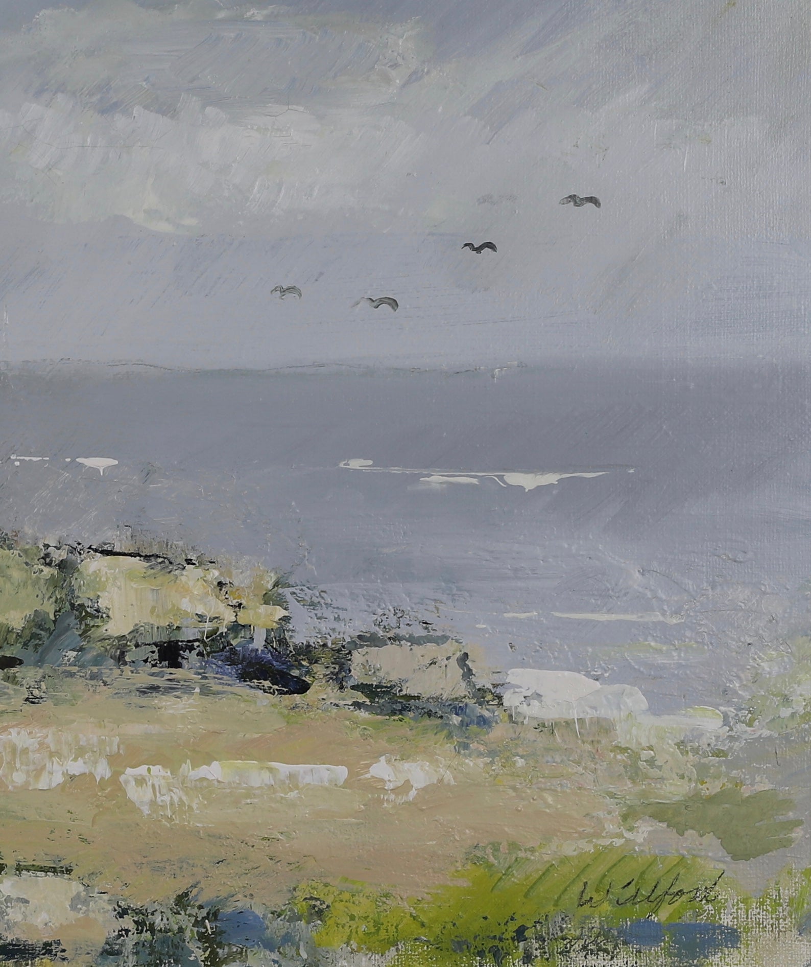 Vintage Coastal Painting from Sweden