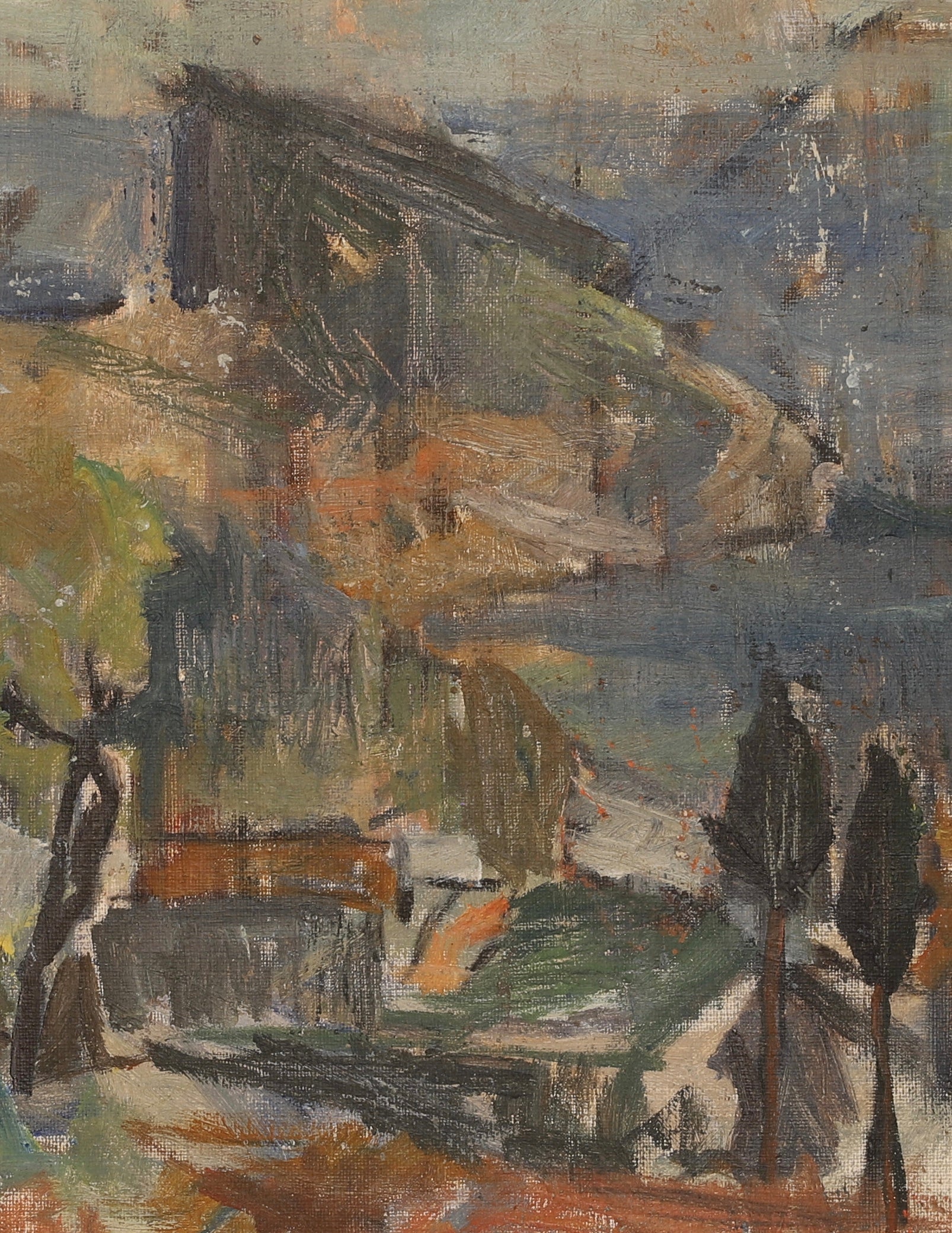 Mid Century Landscape Oil Painting by Göta Fogler From Sweden 1949