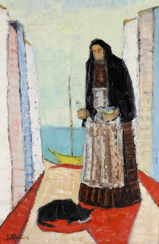 Vintage Mid Century Oil Painting From Sweden by Stig Kjellin