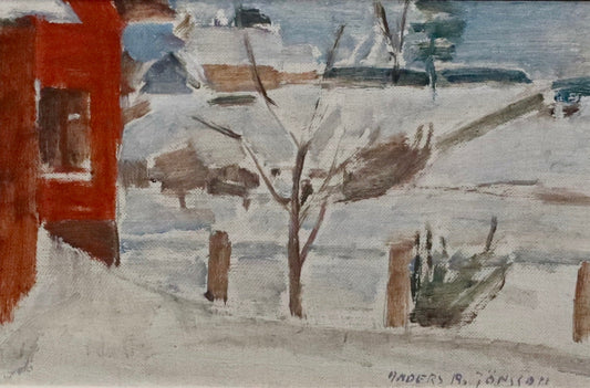 Vintage Winterscape Oil Painting by Anders A Jönsson Sweden