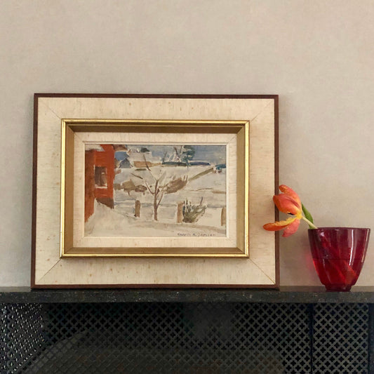 Vintage Winterscape Oil Painting by Anders A Jönsson Sweden