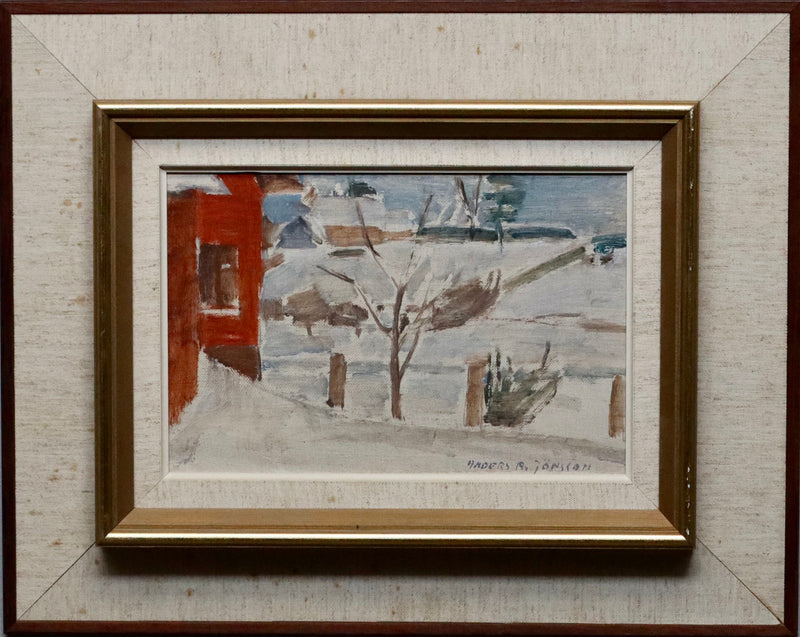Vintage Winterscape Oil Painting by Anders A Jönsson Sweden