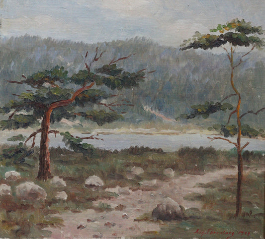 Vintage Fine Art Landscape Oil Painting by August Ehrenberg 1929