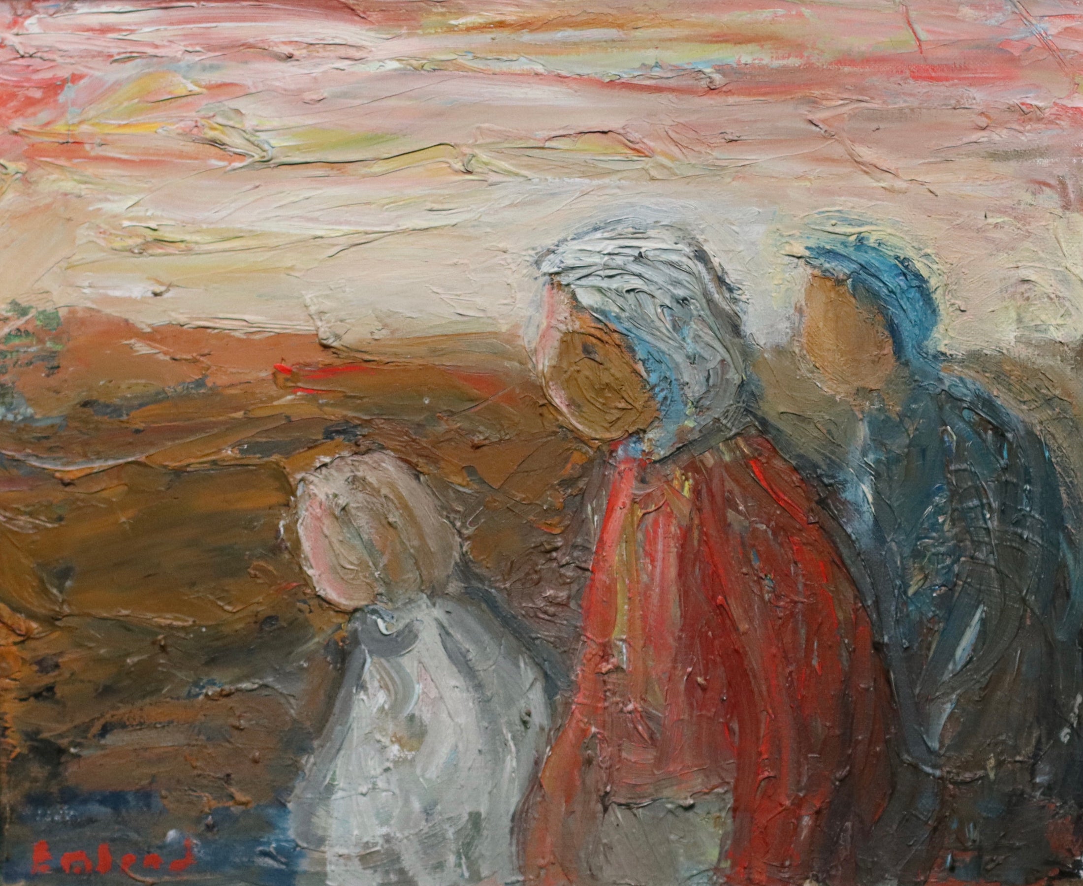 Vintage Mid Century Expressionist Oil Painting from Sweden signed Emland