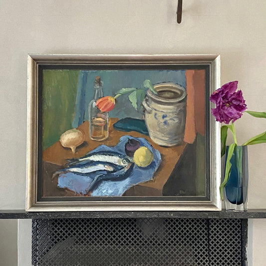 Mid Century Still Life Oil Painting by Eric Wästfelt Sweden