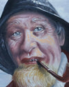 Vintage Fisherman Portrait Oil Painting by Listed Artist Carl-Ivar Öfverbäck