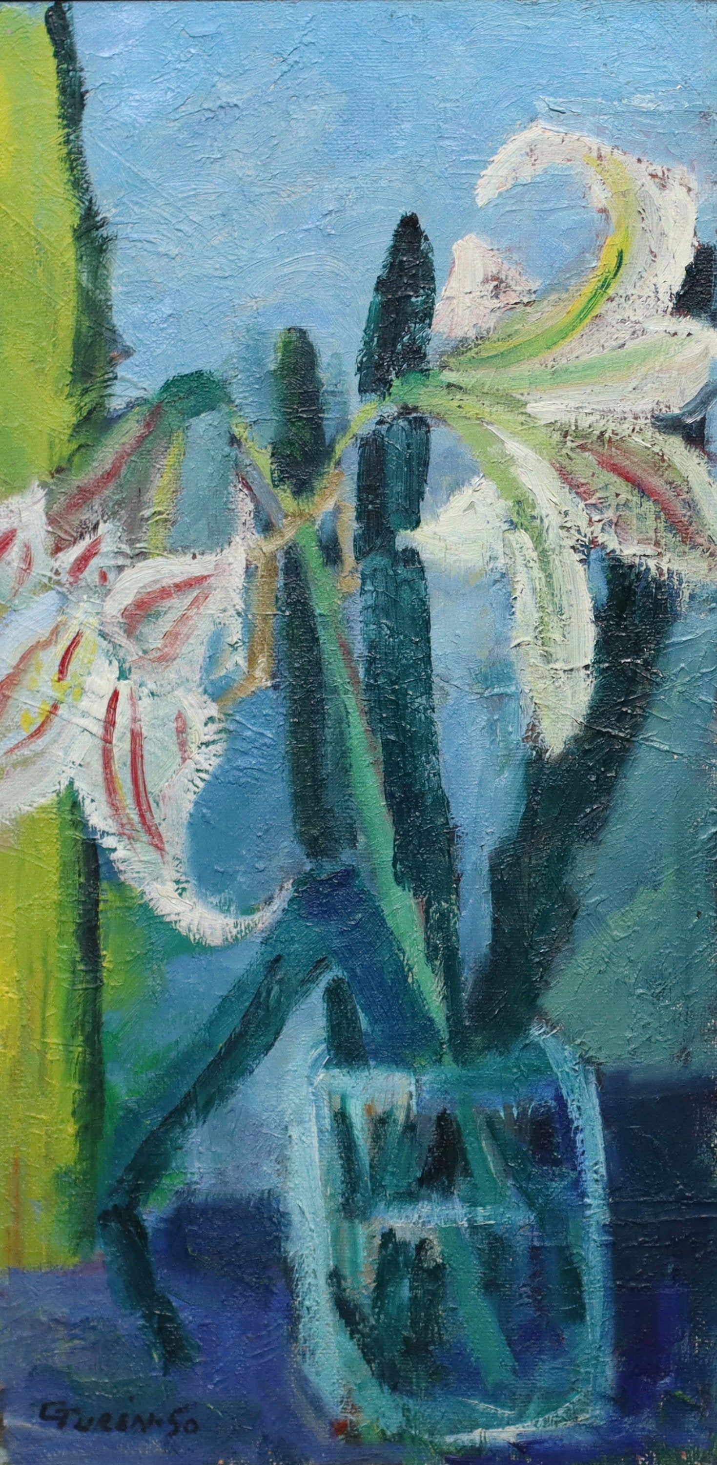 Mid Century Original Fine Art Still Life Oil Painting by G Turen Sweden