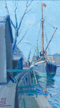 Load image into Gallery viewer, Vintage Seascape Oil Painting Fine Art Original of Boat in Harbor

