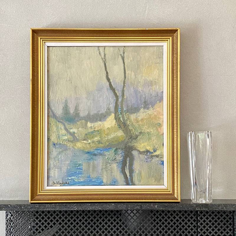 Vintage Mid Century Fine Art Landscape Oil Painting from Sweden