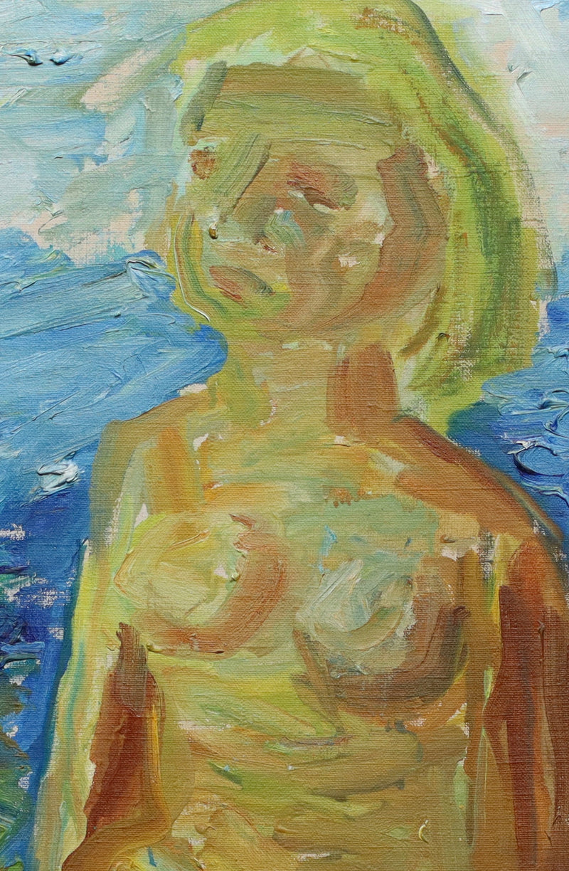 Vintage Figure Expressionist Oil Painting from Sweden by Emland 1960's
