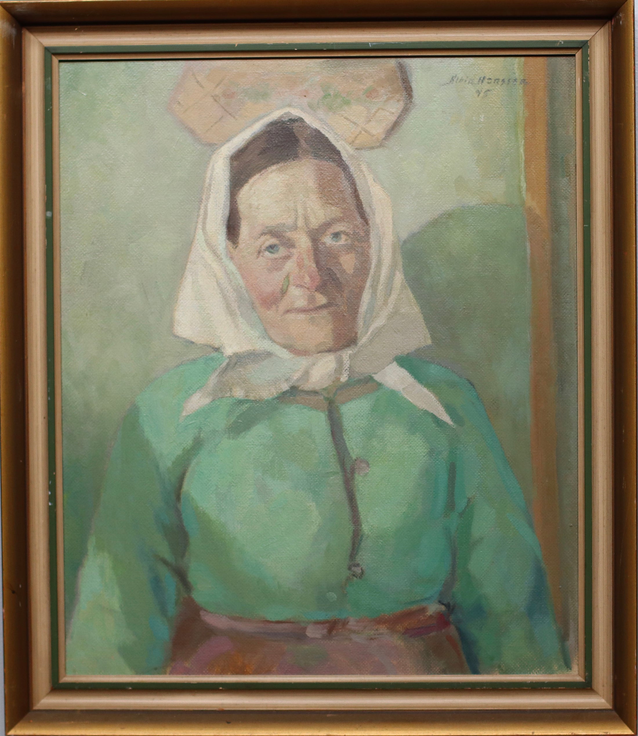 Large Original Portrait Oil Painting from Sweden 1945