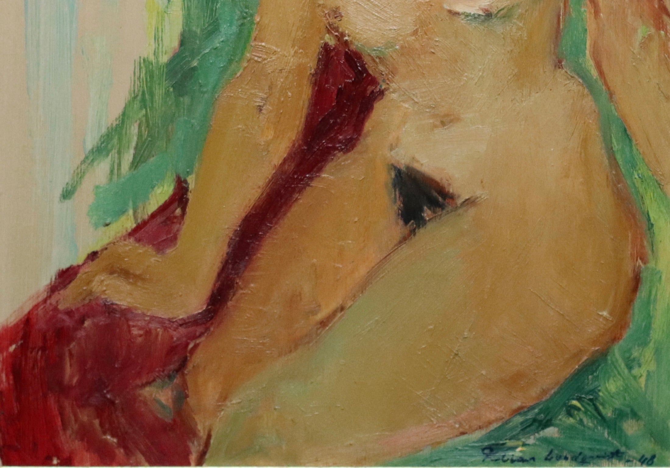 Vintage Figure Painting by Fabian Lundqvist from Sweden 1948