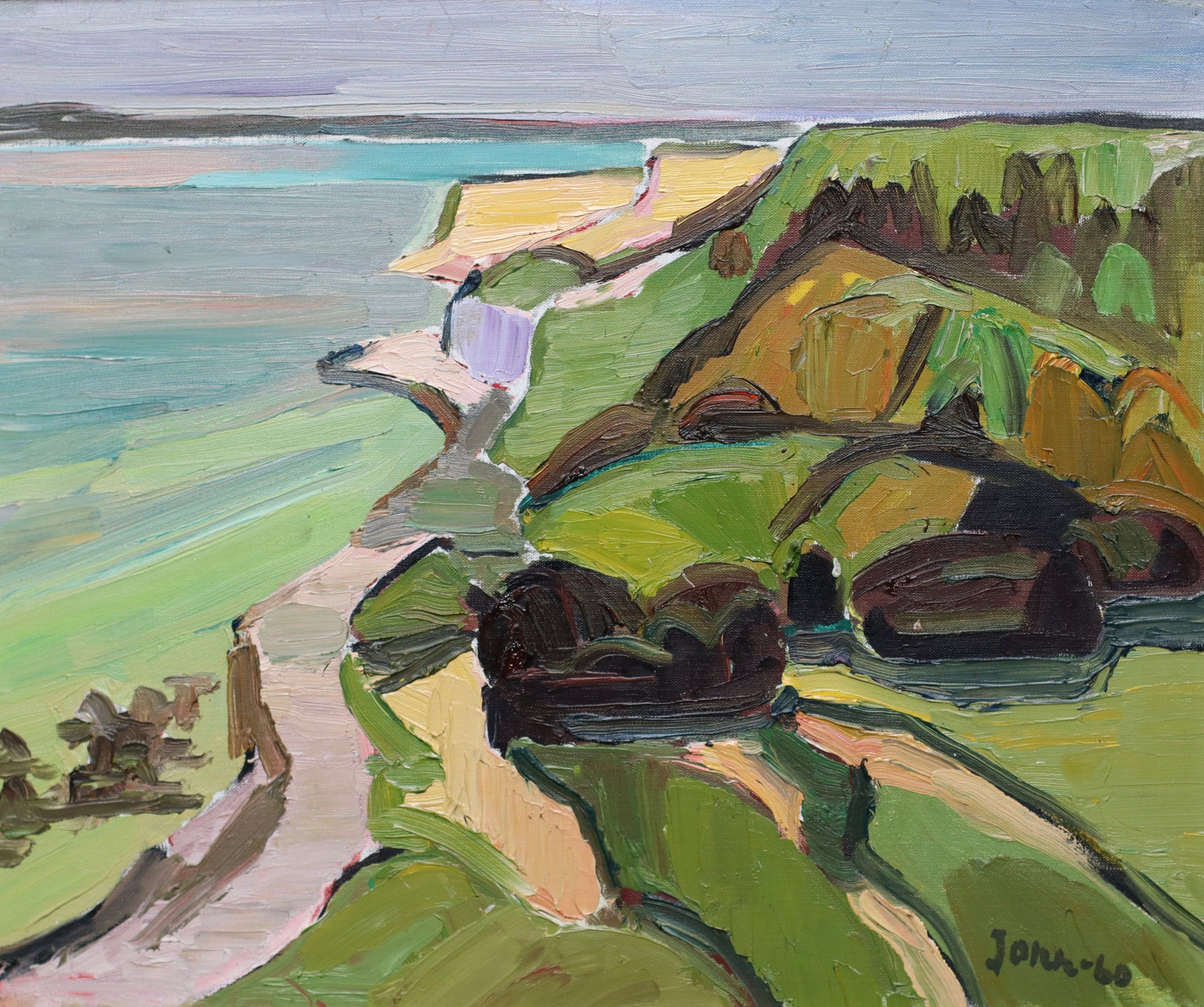 Mid Century Original Oil Painting from Sweden by Gunnar Jonn