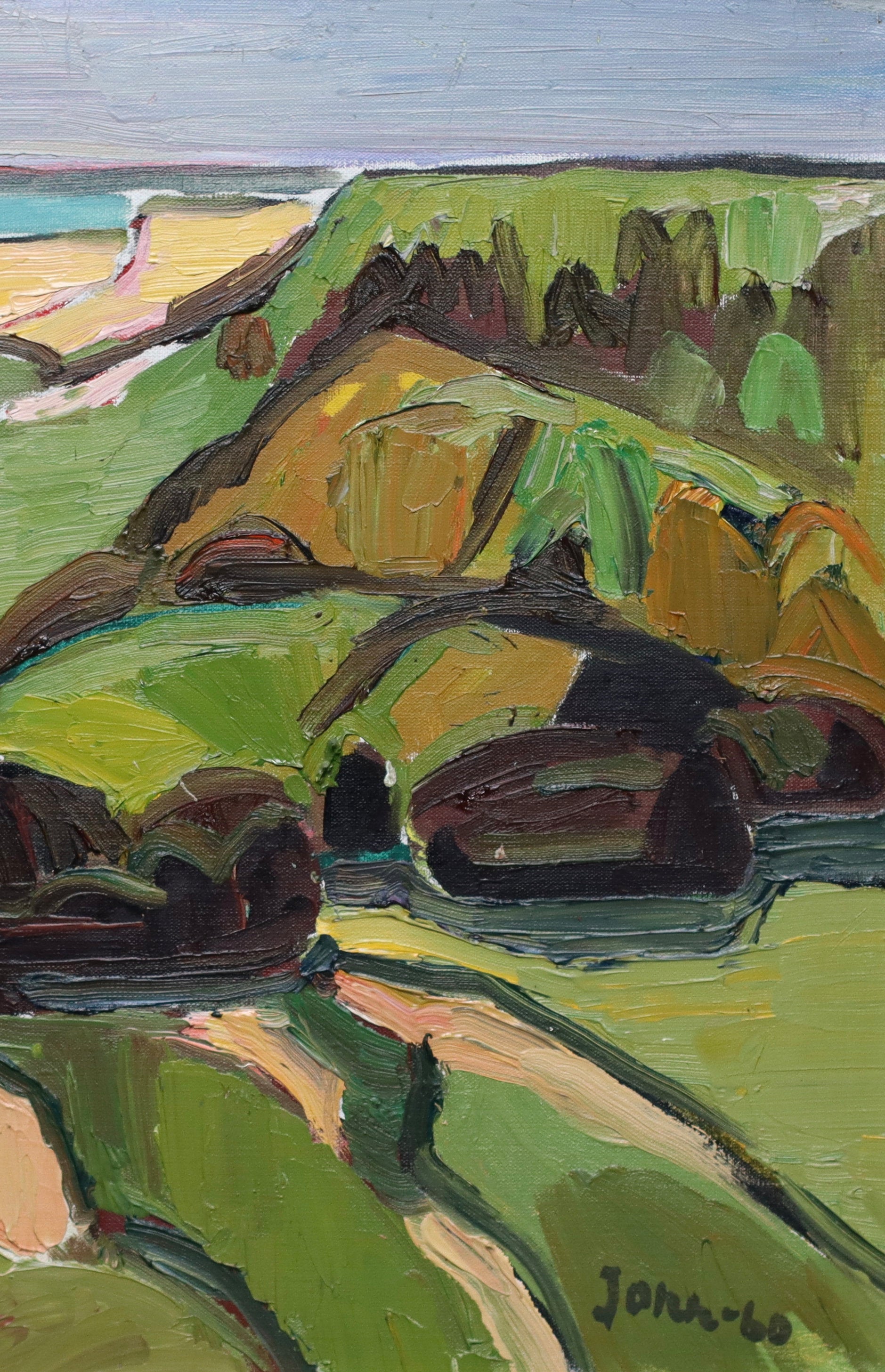Mid Century Original Oil Painting from Sweden by Gunnar Jonn