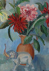 Vintage Mid Century Still Life Oil Painting from Sweden Signed Olsson