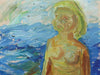 Vintage Figure Expressionist Oil Painting from Sweden by Emland 1960's