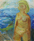 Load image into Gallery viewer, Vintage Figure Expressionist Oil Painting from Sweden by Emland 1960's
