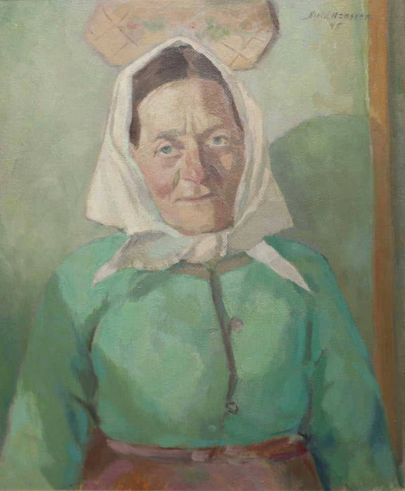 Large Original Portrait Oil Painting from Sweden 1945