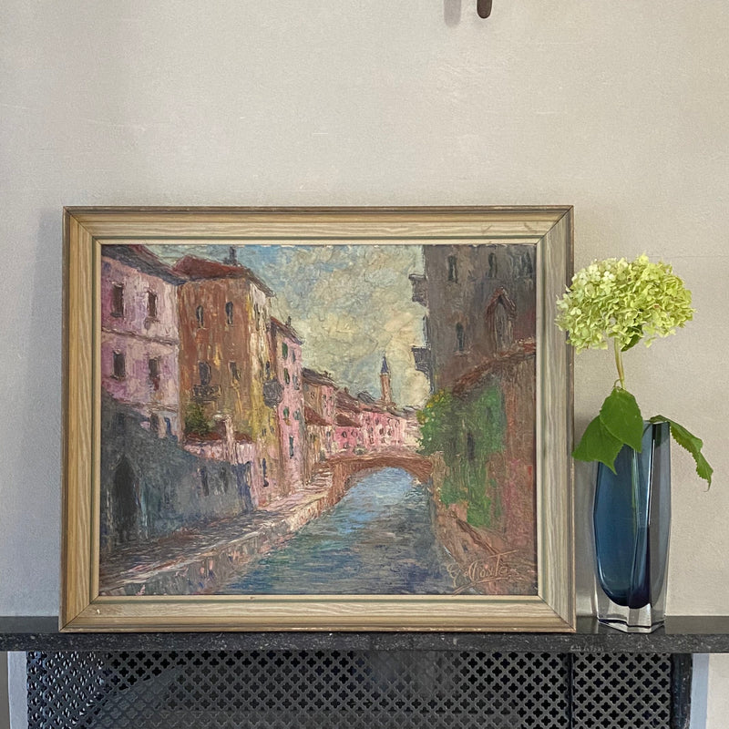Vintage Original Oil Painting of Venice Italy from Sweden 1959
