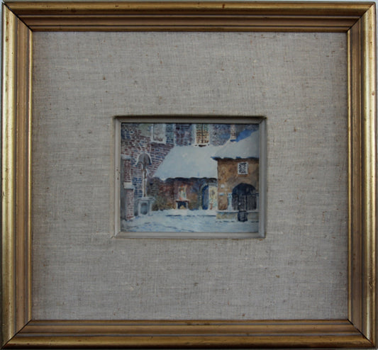 Vintage Mid Century Framed Original Watercolor from Poland of St Mary's Basilica