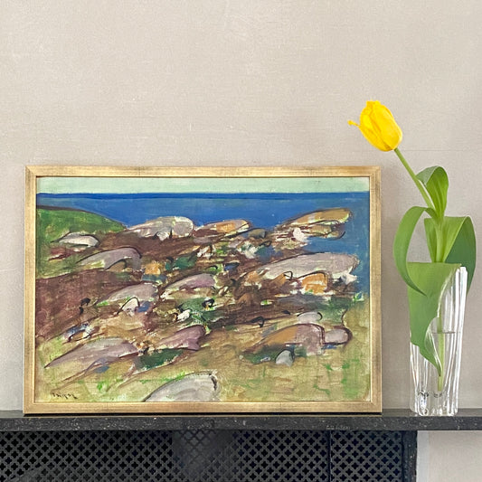 Vintage Mid Century Landscape Oil Painting By I Wiede Sweden