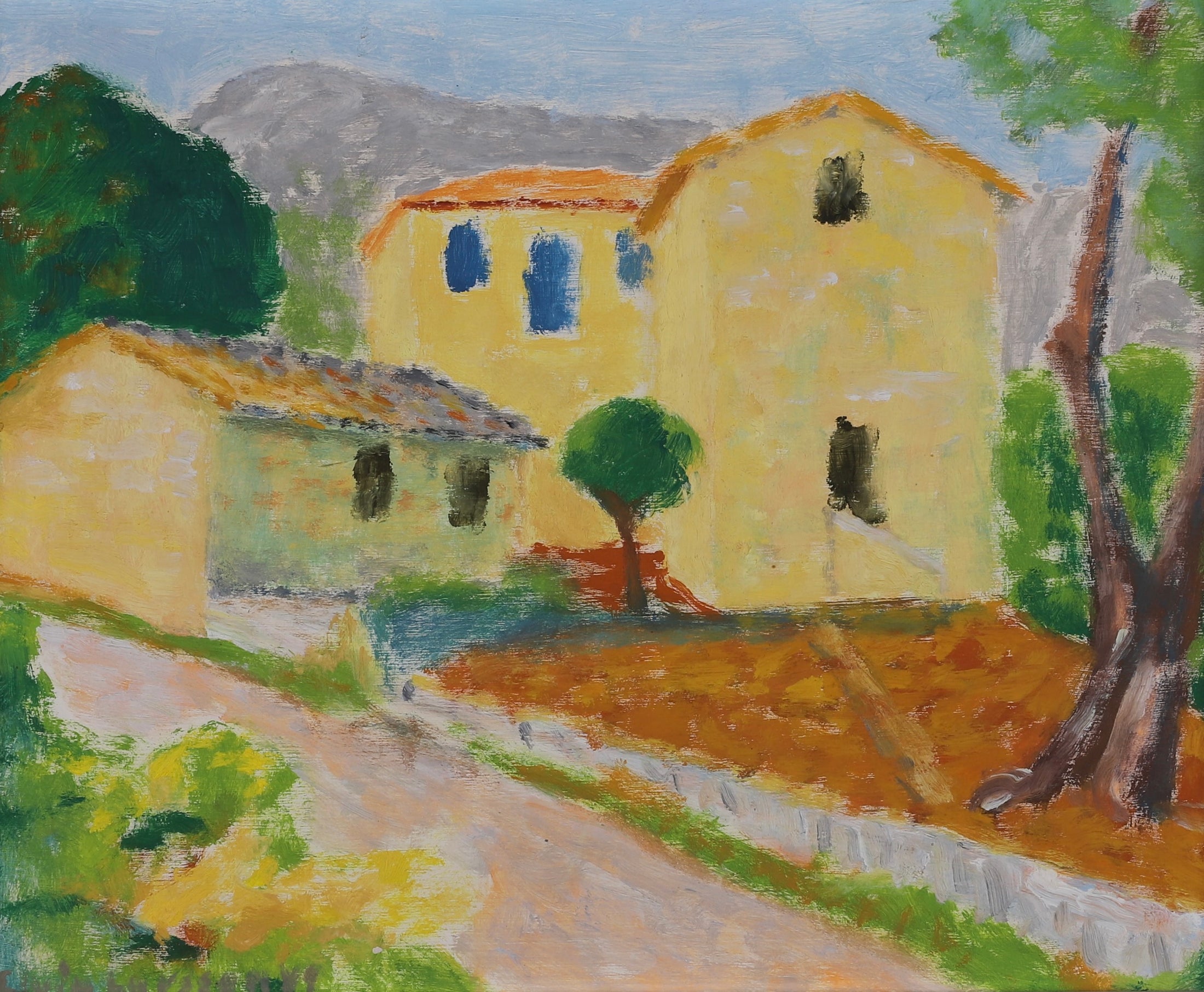 Vintage Mid Century Oil Painting by E Larsson from Sweden