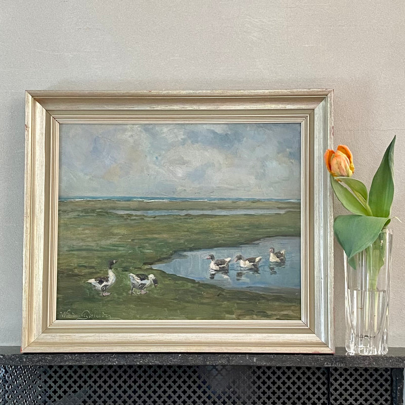 Vintage Art Room Oil Painting By W Gislander From Sweden