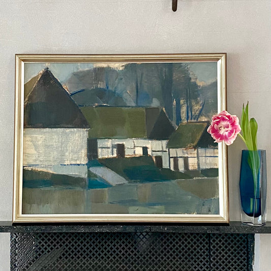 Vintage Original Mid Century Landscape Oil Painting Sweden