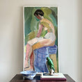 Load image into Gallery viewer, Original Vintage Mid Century Figure Oil Painting From Sweden 1956
