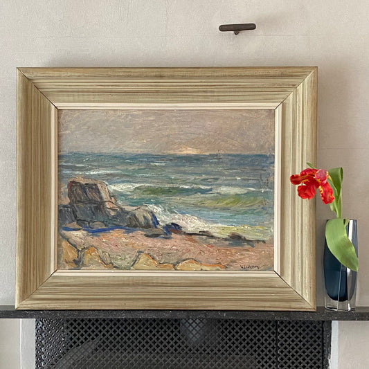 Vintage Mid Century Oil Painting From Sweden by Gideon Isaksson