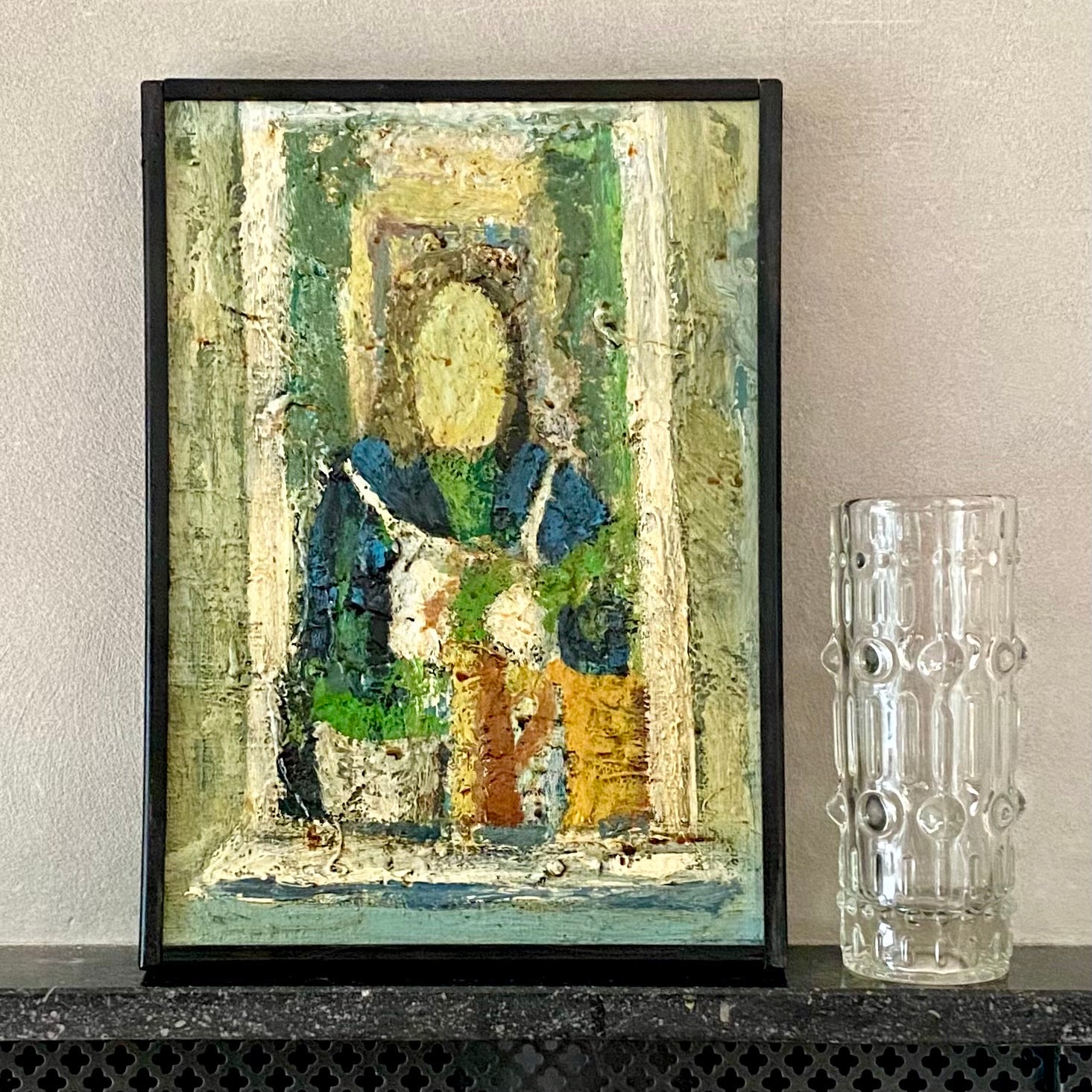 Mid Century Original Portrait Oil Painting From Sweden by K Christensen