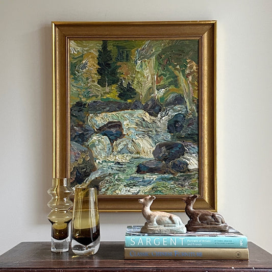 Vintage Art Original Landscape Oil Painting by G Jonn From Sweden 1949